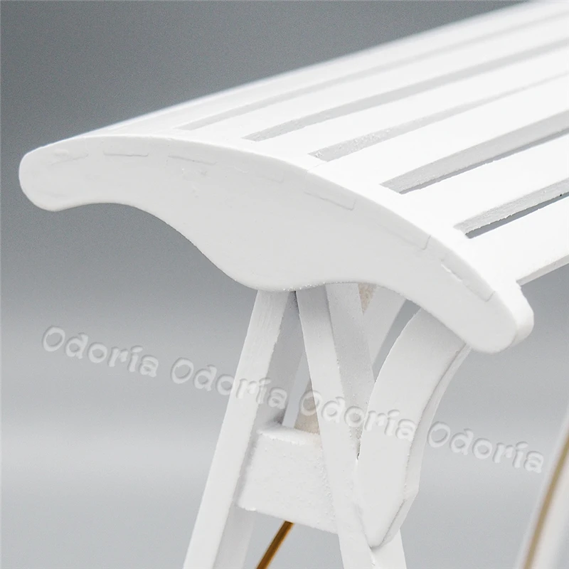 Odoria-Columpio de jardín en miniatura con Loveseat, muebles de madera blanca para exteriores, accesorios para casa de muñecas, decoración para casa de muñecas, 1:12