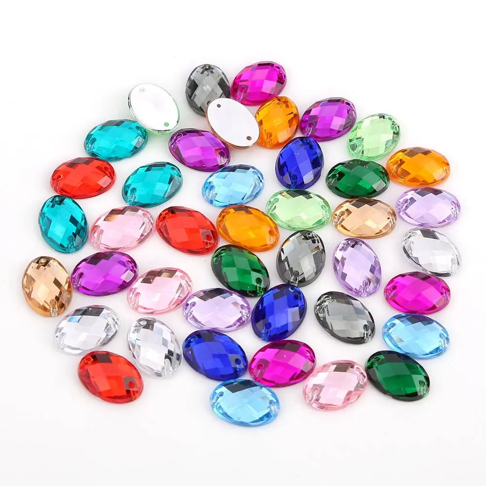 TPSMOC 8*10mm/10*14mm/13*18mm/18*25mm owalny flatback wysokiej jakości akrylowe przyszyte cyrkonie z dwoma otworami do odzieży diy