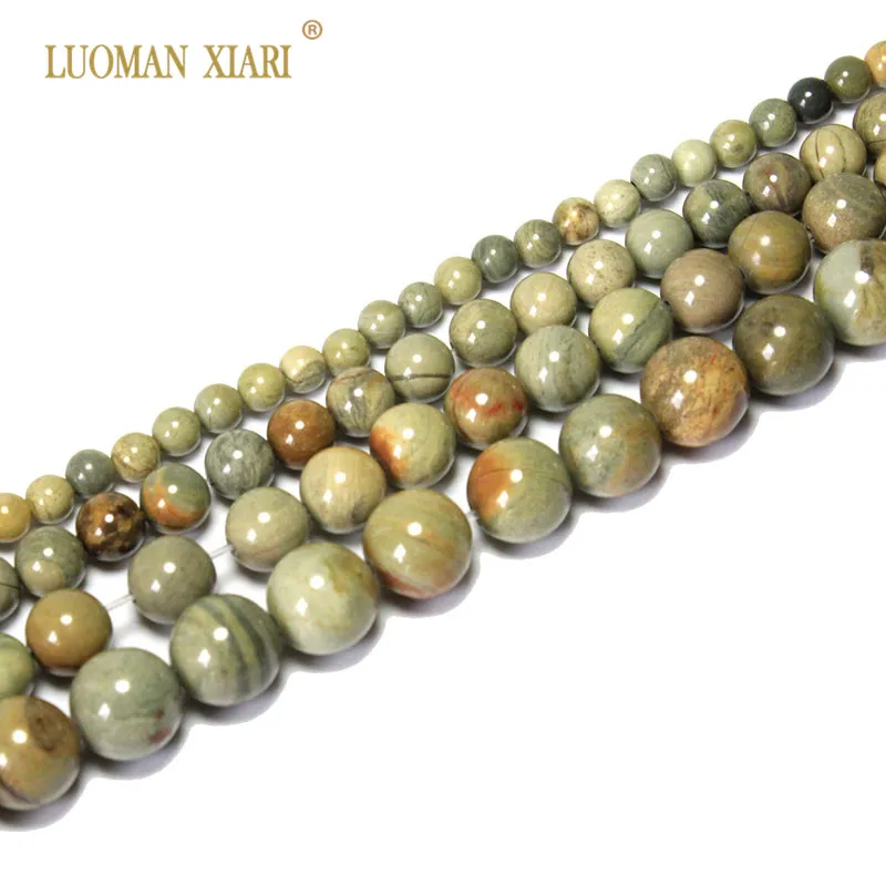 AAA+ Silver Leaf Jasper Natural Stone Jade Beads For Jewelry Making DIY Bracelet Necklace Material 4/6/8/10 mm Strand 15''