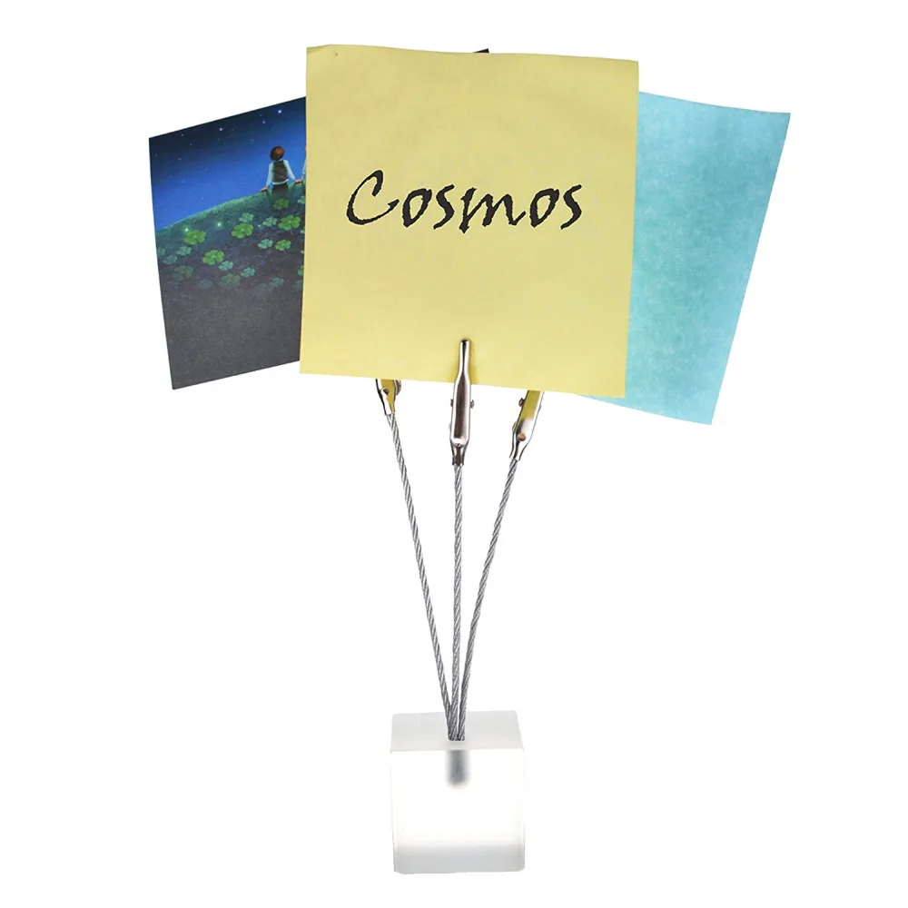 3 Pcs Cube Base Memo Clips Holder with Alligator Clip Clasp for Displaying Photos Number Cards