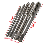 5Pcs/Set HSS Machine Spiral Point Straight Fluted Screw Thread Metric Plug Hand Tap Drill Set Hand Tools M3 M4 M5 M6 M8