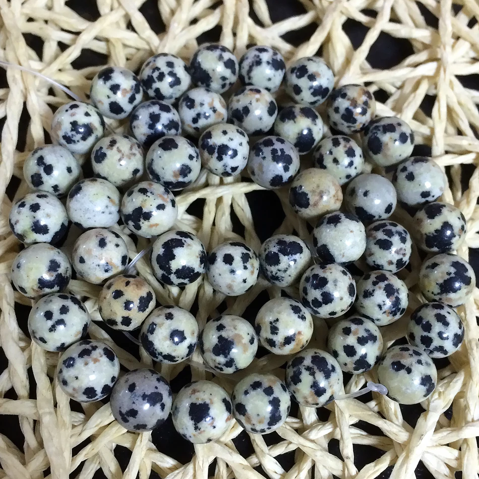 Black white speckle dalmation natural stone round stone 4mm 6mm 8mm 10mm 12mm loose beads diy jewelry making 15inch MY5140