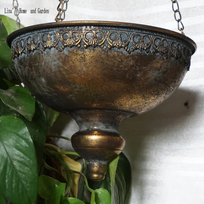 Handcrafted Metal Rustic Antique Hanging Planter