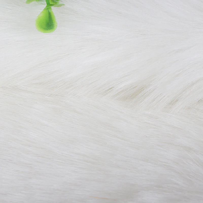 White 7cm Plush Faux Fur Fabric Long Pile Solid Fur Fabric for Sewing Counter Jewelry Display Background Photography Material