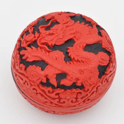 Exquisite Chinese Traditional Technology Red Lacquerware Dragon Auspicious Jewelry Box