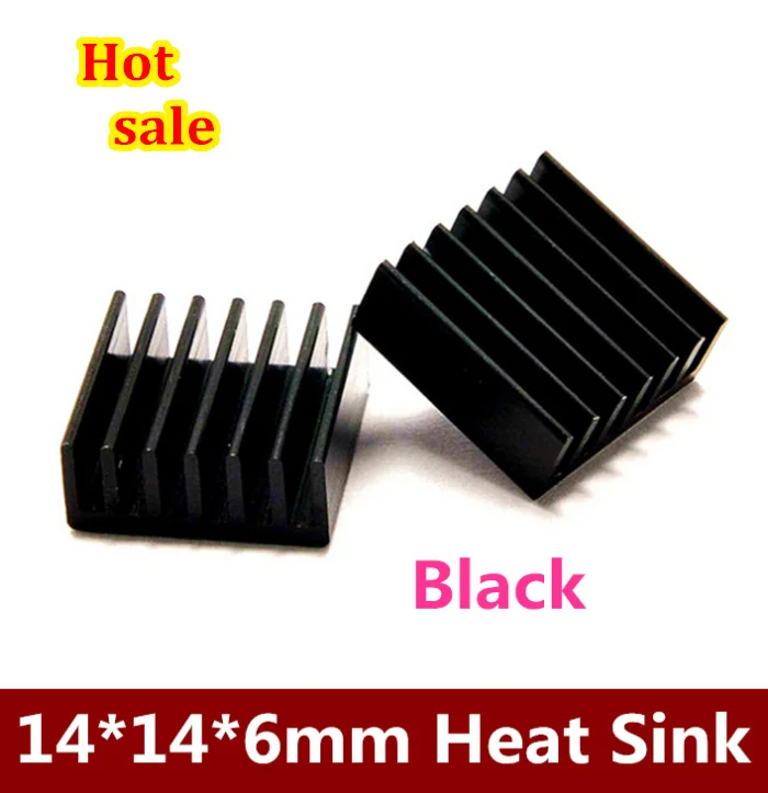 NEW  50PCS/LOT   14*14*6mm Black Anodize Aluminum Radiator Cooling Dedicated Chip Heat Sink