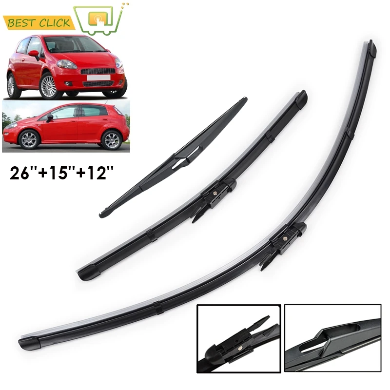 Xukey Windshield Windscreen Wiper Blades For Fiat Punto Evo 2009-2013 Front Rear Window Wiper For Fiat Grande Punto 2005-2011