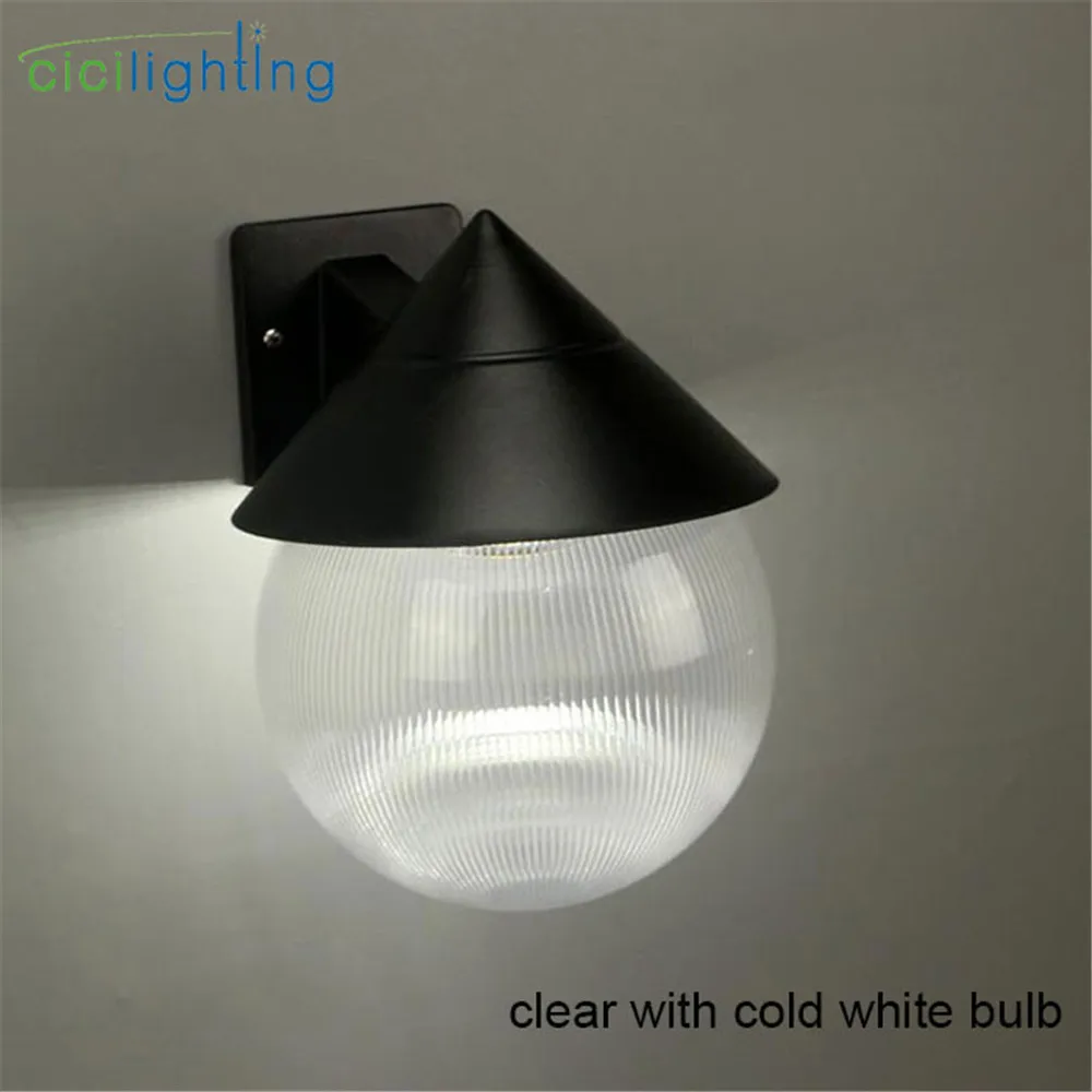 Luces led de pared para porche y jardín al aire libre, 7W, IP54 E27, 100-240V, lámpara de pared impermeable de PVC transparente blanco para pasillo, balcón, escalera y patio