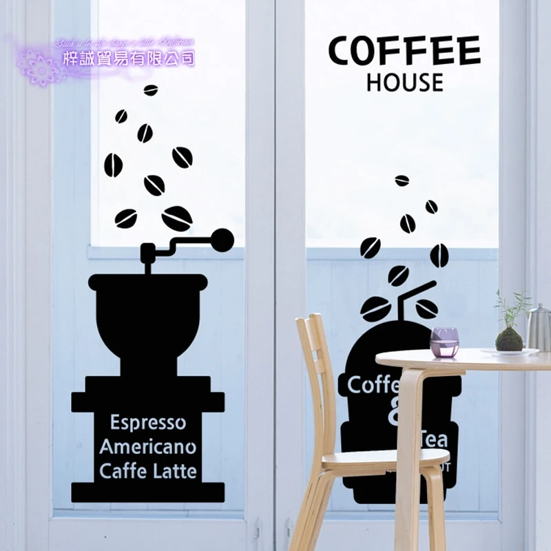 Coffee Sticker Food Decal Cafe Poster Vinyl Art Wall Decals Pegatina Quadro Parede Decor Mural Coffee Sticker