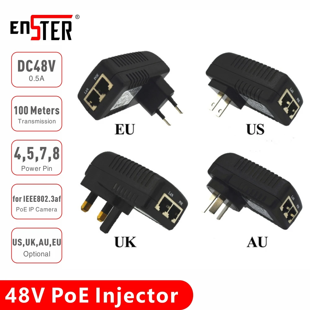 

Настенный штекер ENSTER, POE, с источником питания 48 В, для IP-камер Hikvision Dahua IEEE802.3af PoE