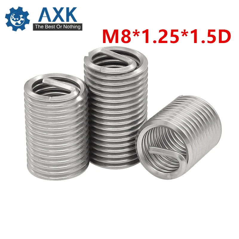 

50pcs M8*1.25*1.5D Wire Thread Insert Stainless Steel 304 Wire Screw Sleeve M8 Screw Bushing Helicoil Wire Thread Repair Inserts