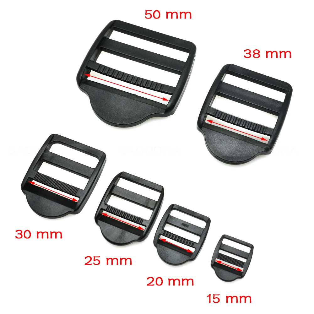 Plastic  Ladder Lock Slider Buckles Belt Buckle Backpack Straps Webbing 15mm-50mm Black