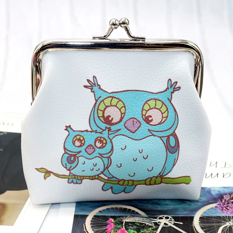 Cartoon Small Wallet PU Leather Owl Pattern Coin Purses Female Change Money Pouch Cosmetics Case Key Card Holder Handbags Purse