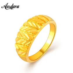 High Quality Real 24k Gold Color Fashion Heart Finger Rings For Women Girl Party Jewelry Accessories  JR078
