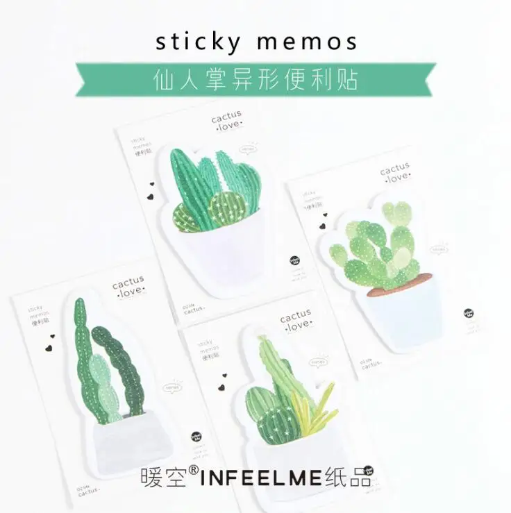 30 pages/pack Fresh Cactus Love Memo Pad Sticky Notes Memo Notebook Stationery Papelaria Escolar School Supplies