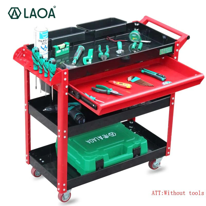 LAOA 4 layers Tool Cart on Wheels for Mechanics Tool Trolley One Drawer Workshop garage metal Tool Cabinet without tools