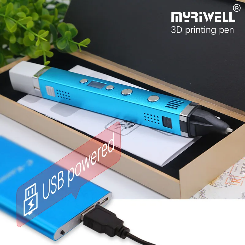 Myriwell 3d stift RP100C + PLA 1,75mm filamen 3d print pen metall shell USB power kompatibel ABS PCL PLA 3 modi