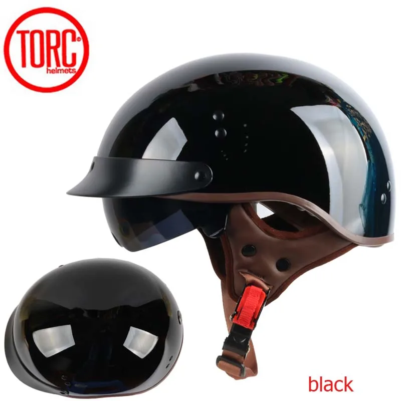 TORC-T55 빈티지 오토바이 헬멧, 레트로 스쿠터 하프 헬멧 내장 렌즈 바이저 casco moto helm moto capacete para DOT