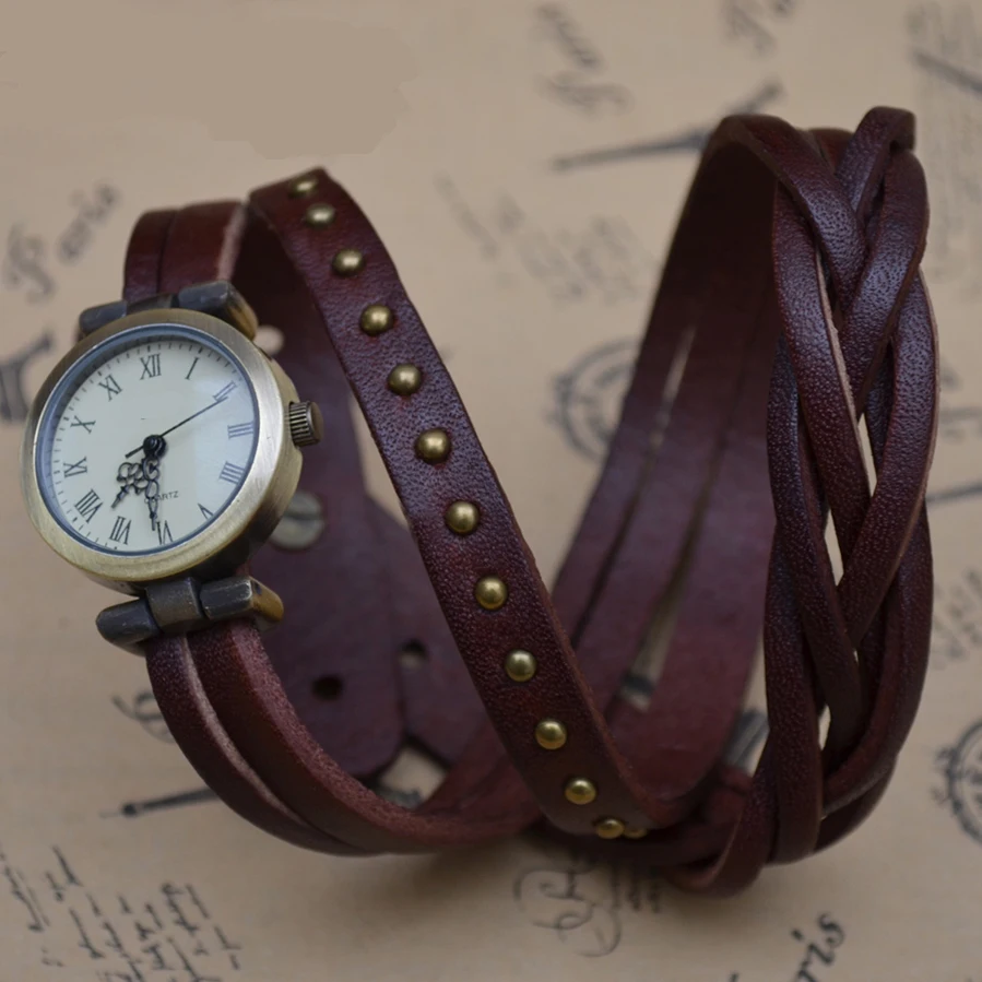 Shsby-Montre tressée en cuir de vachette vintage pour femme, bracelet de montre à spirale, chiffres romains, nouvelles montres Roma