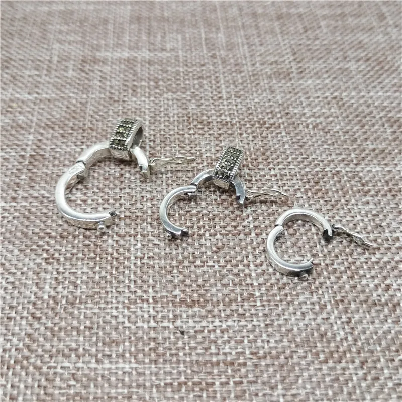 925 Sterling Silver Round Clasps with Marcasite for Bracelet Necklace