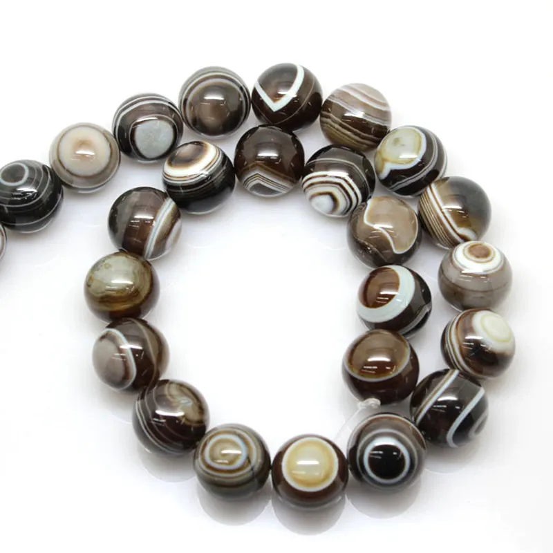 8-14mm Natural Round Dzi Agates Banded Agates Stripe Onyx Beads For Jewelry Making Beads 15\'\' Needlework DIY Beads Trinket