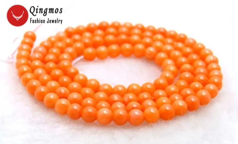 

Qingmos Orange Beads for Jewelry Making with 3-4mm Round Natural Coral Beads for DIY Handwork Necklace Bracelet Strand 15"-657
