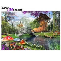 Ever Moment Diamond Painting Handmade Shoe House Landscape Bridge Full Square 5D DIY Diamond Embroidery Mosaic Decor ASF1082