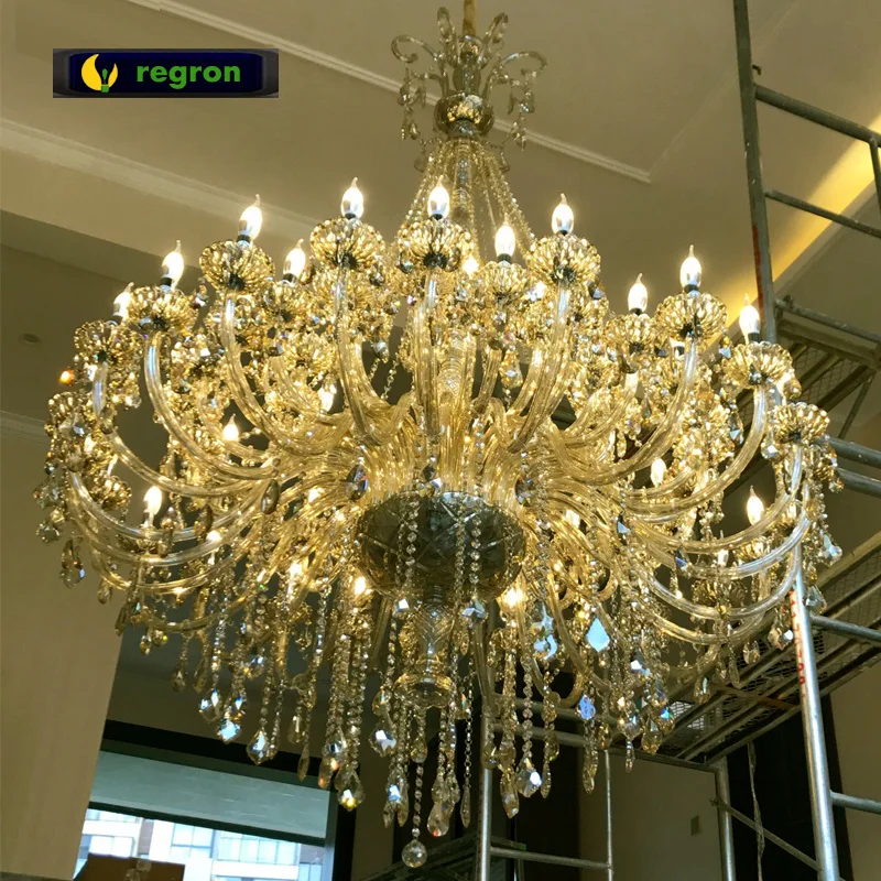 Hotel 65-arm large Led chandelier crystal droplight for Living Room Church Villa D180cm big candle chandelier lustres de cristal