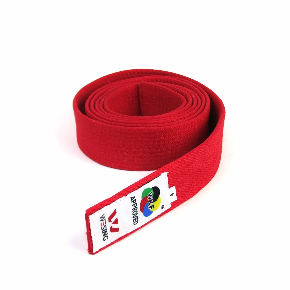 Wesing Karate Belt WKF 100% Cotton competition training Waistband 3 Colors Red Black Belt