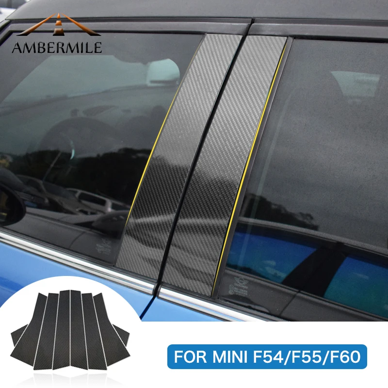 

AMBERMILE for Mini Cooper F55 Countryman F60 Clubman F54 Accessories Carbon Fiber B Pillar Cover Trim Window Protection Stickers