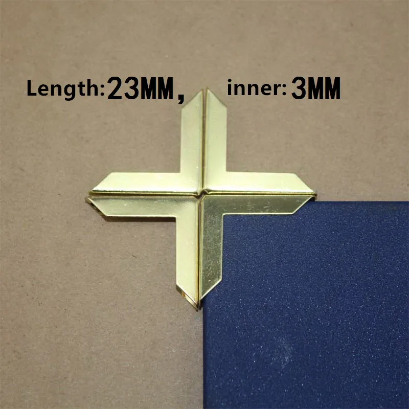 Gold Plated Book Scrapbooking Album Menu Folder Corner Protectors 23mm,Fit 3mm thickness,100Pcs