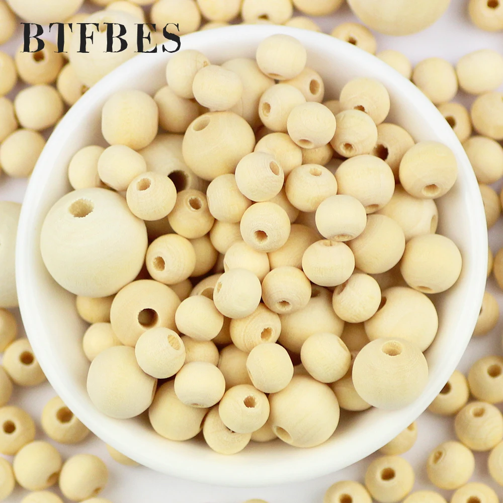 BTFBES Green Round Wooden beads 5~30mm Ecofriendly Loose Spacer Beads for DIY Jewelry Necklace Bracelet Craft Making Accessories