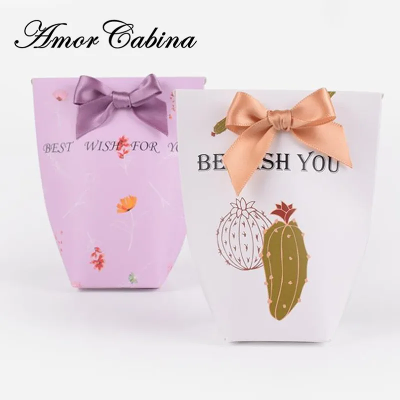 30pcs Cactus fresh candy box wedding / Christmas party supplies paper bag biscuit box children gift packaging chocolate box