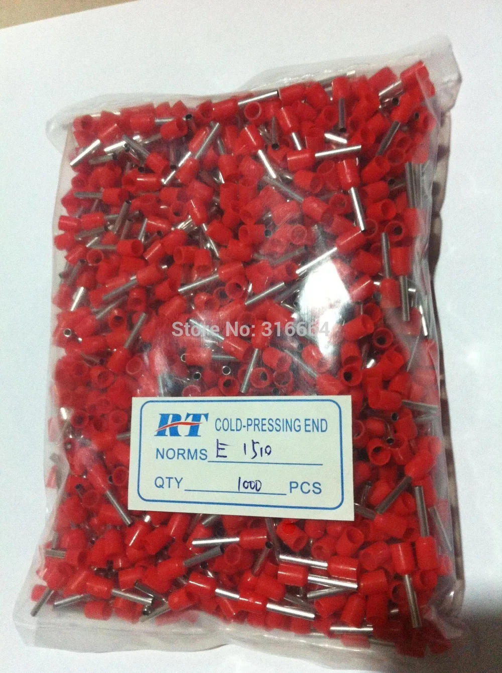 E1510  16 AWG 1.5mm2 bootlace Ferrules for wire Tubular terminal connectors