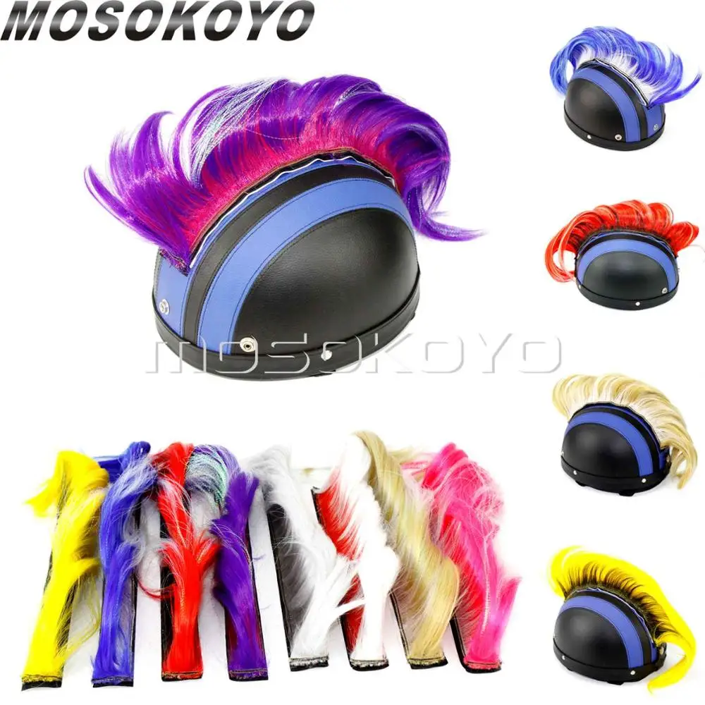 Motorcycle Punk Biker Helmet Mohawk Attached Long Hair Feather Casco Mohawks Sticker Outdoor