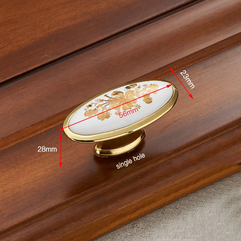 KAK Gold Blume Keramik Kabinett Griffe Zink-legierung Schublade knöpfe Schrank Tür Griffe Mode Europäischen Möbel Griff Hardware