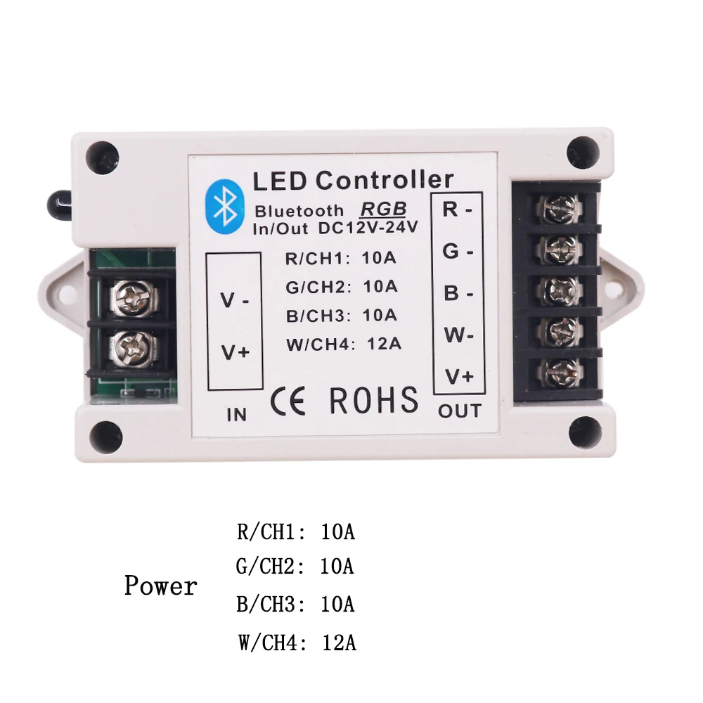 30A/42A LED Controller 360W Bluetooth 24key IR Remote Control Big Power BT Controller for 12 24V RGBW/RGB Led Strip Lights