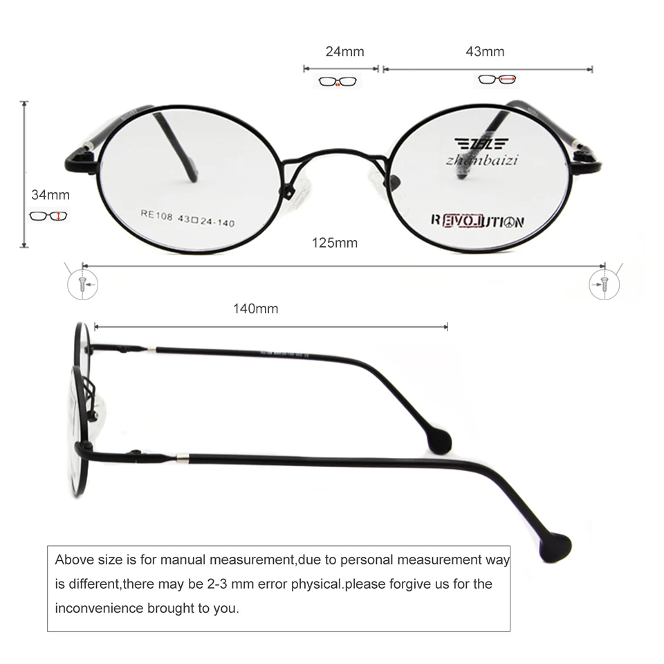 ESNBIE Vintage Eyeglasses Men Small Round Metal Eye Glasses Frames for Women Optical Glass Prescription Eyewear Oculos de grau