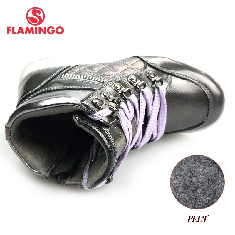 FLAMINGO Autumn Bright Leather Anti-slip Warm Boots High Quality Kids Brand Girls Shoes Size 27-32 free shipping 82B-XY-1003