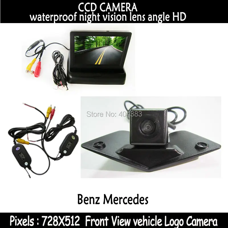 car-style Waterproof Car CCD front View Camera + Monitor for Benz Mercedes Vito Viano A B C E G GL SLK GLK SL R GLA CL CLA AMG