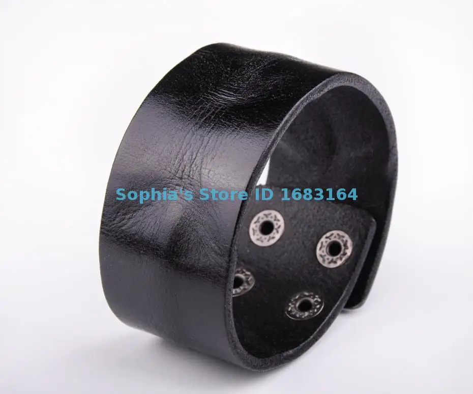 HD02 Black Brown Cool Vintage Men\'s Surfer Leather Bracelet Wristband Wide Cuff New BL30