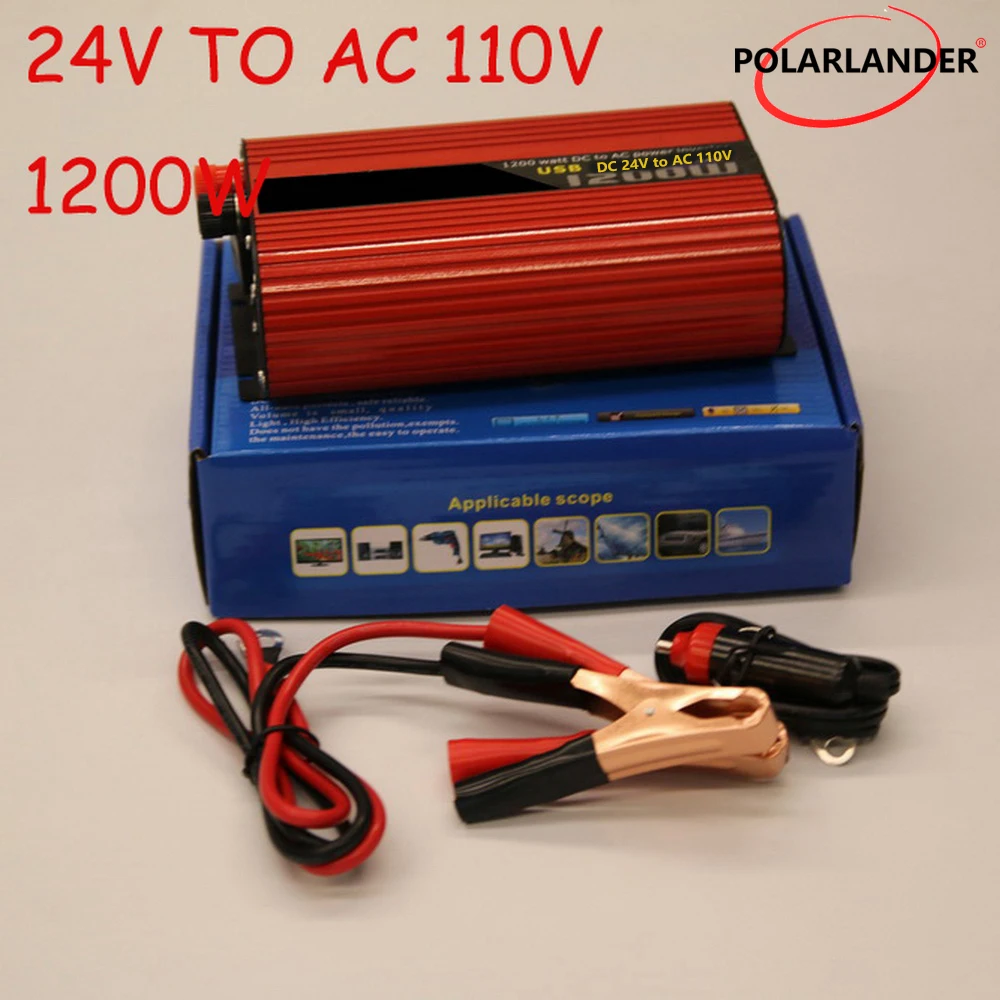 

Polarlander 1200W Converter Transformer Charger for car battery Car Accessories Car Power Inverter DC 12V/24V to AC 110V/220V