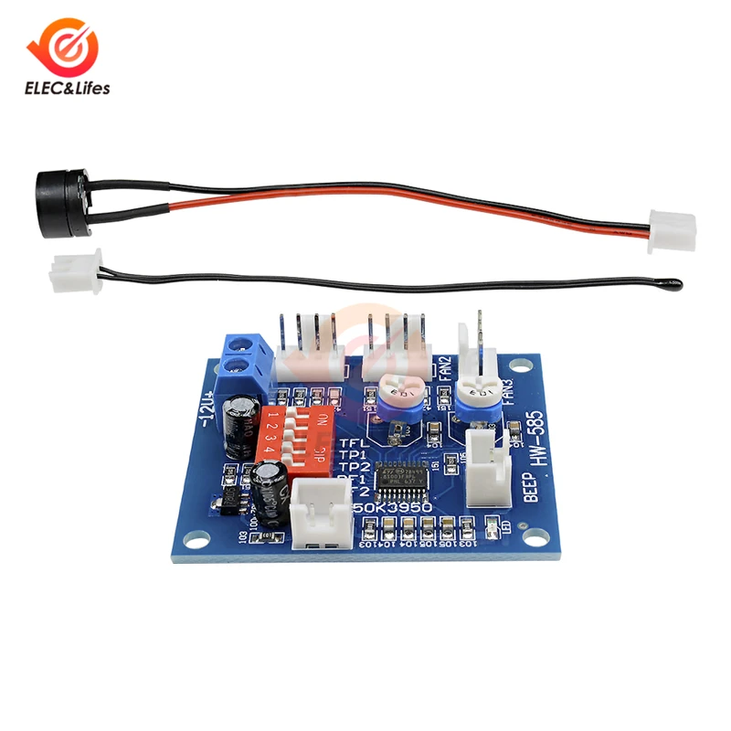 NTC 3950 Thermistor PWM Fan Temperature control Speed Controller Module 12V 4-wire High-Temp Alarm Buzzer PC Computer CPU Fan