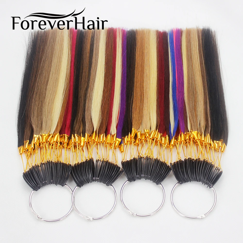 Forever Hair 100% Remy Human Hair Color Rings/ Color Charts 32 Colors Available Can Be Dyed For Salon Sample