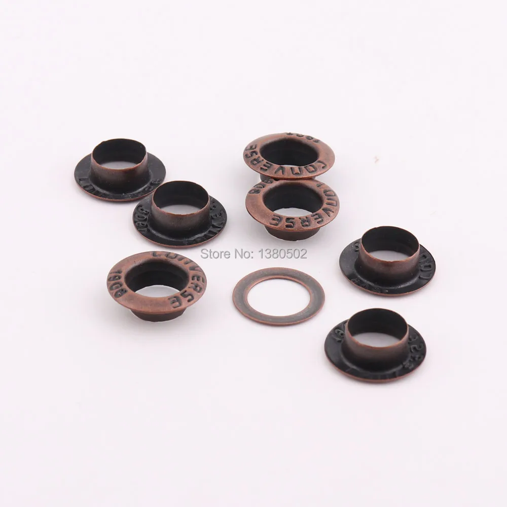 50pcs/lot 14mm outer copper color literal Metal Eyelets with washer Grommets for Garment Decoration