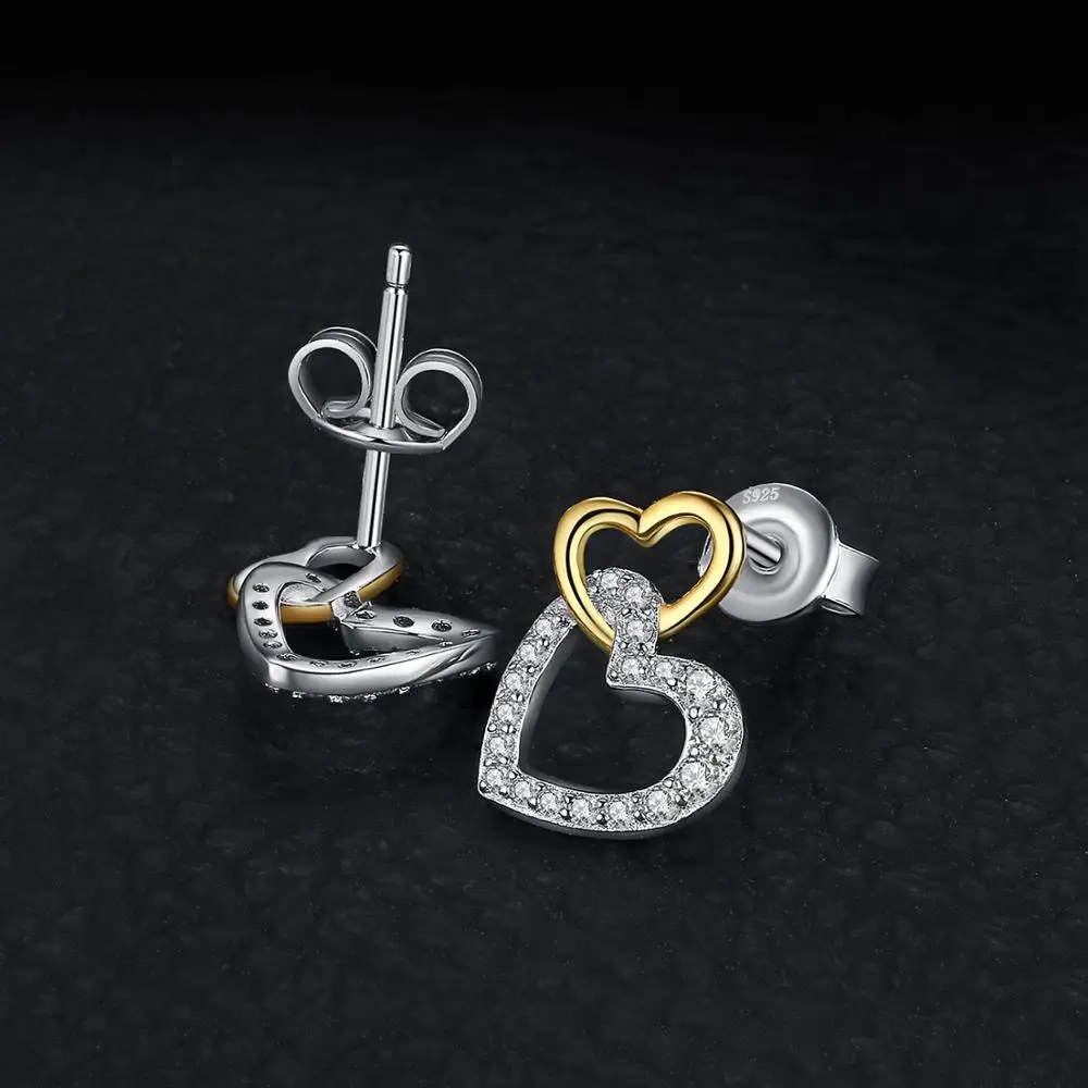 JewelryPalace Love Heart Gold 925 Sterling Silver Stud Earrings for Women Fashion Cubic Zirconia Simulated Diamond Earrings