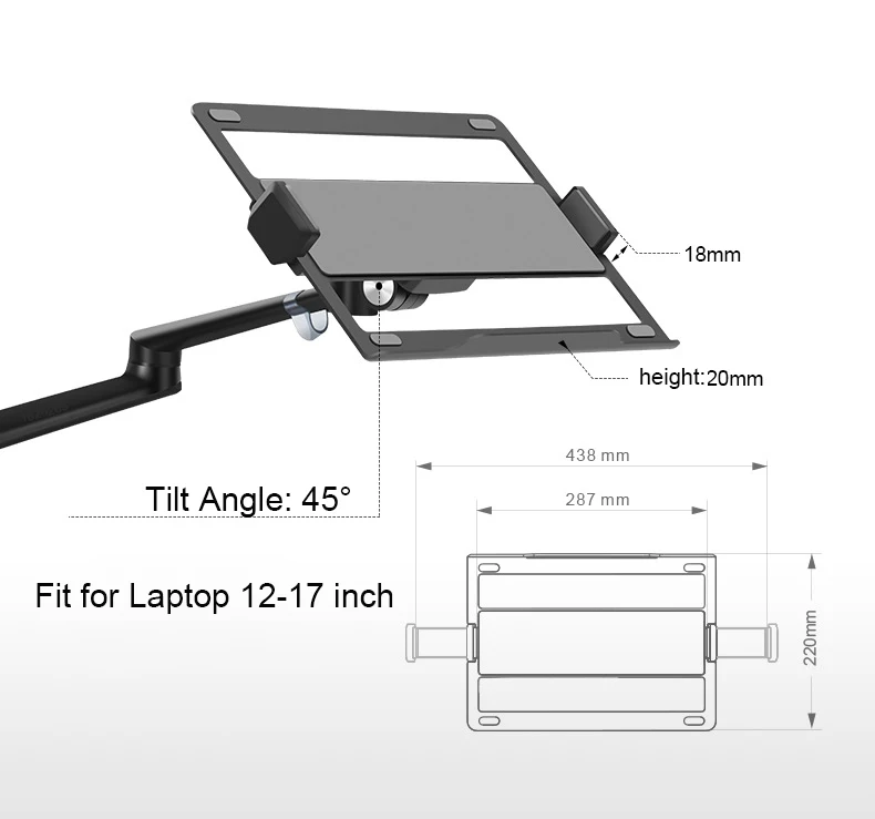 Imagem -05 - Altura de Alumínio Ajustável Desktop Braço Duplo 17-32 Polegada Monitor Titular Mais 1217 Polegada Portátil Suporte Braço de Montagem em Movimento Completo Ol3l