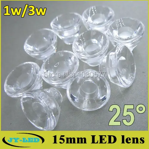 

50pcs/lot Optical LED Lens 15mm Concave Lenses 25 degrees Suit For 1W 3W High Power LEDs