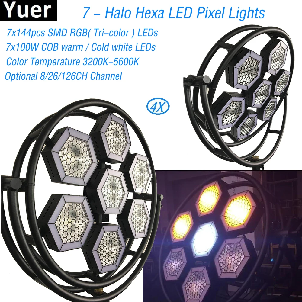 4Pcs/Lot High Power 7-Halo Hexa LED Pixel Light LED Light  DJ Party  Club Bar Effect light Show Strobe Disco Light