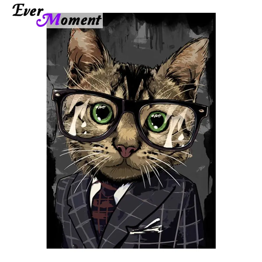 Ever Moment Working Cat Manager Diamond Painting Cross Stitch DIY 3D Diamond Embroidery Full Square Stones Art Painting ASF831